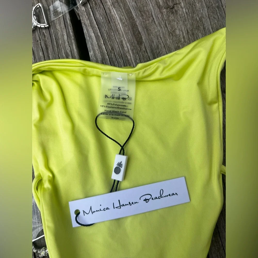 Monica Hansen Beachwear Shine Like A Diamond Neon Green Bikini Set-Size SM - NWT - Picture 2 of 5